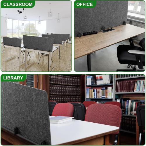 2 Pack Acoustic Desk Divider Partition 23.6 x 47.2 Stand up Freestanding Privacy Panel Noise Visual Distractions Reducing Table Divider for Student Reception Area Office (Deep Gray)