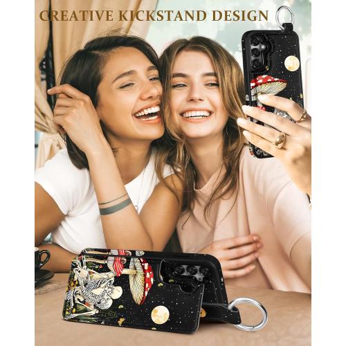 Shorogyt for Samsung Galaxy S25 Plus Wallet Case - Cute Fashion Mogu Skull Design with Card Holder Kickstand for Magnetic Clasp Back Flip Folio Leather Phone Cases for Wome Girls Men