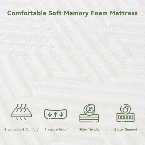 Twin Mattress, 6 Inch Memory Foam Twin Size Mattress in a Box with Washable Removable Cover, Soft and Comfortable, Pressure Relief, Medium Firmness