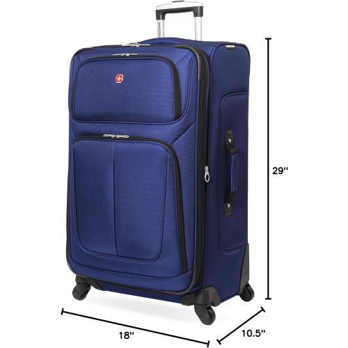 SwissGear Sion Softside Expandable Luggage, Blue, Checked-Large 29-Inch