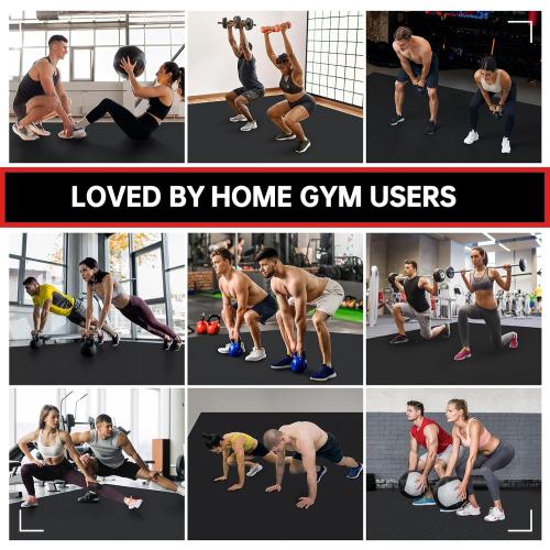 GymCope Large Exercise Mat for Home Workout,12‘x6’/10'x6'/9'x6'/8'x6'/7'x5'/6'x4' (7mm) Extra Thick Workout Mat, High-Density Gym Mat for Cardio, Jump Rope, MMA, Weights (Shoe-Friendly)