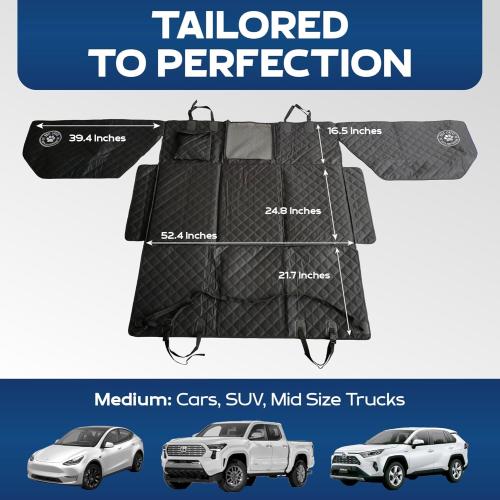 Back Seat Extender for Dogs, Medium 2025 Version – Have More Room for Your Pup – Waterproof, Door Protection, Machine-Washable & Holds Up to 400 lbs – Hard Bottom Car Seat Cover for Dogs