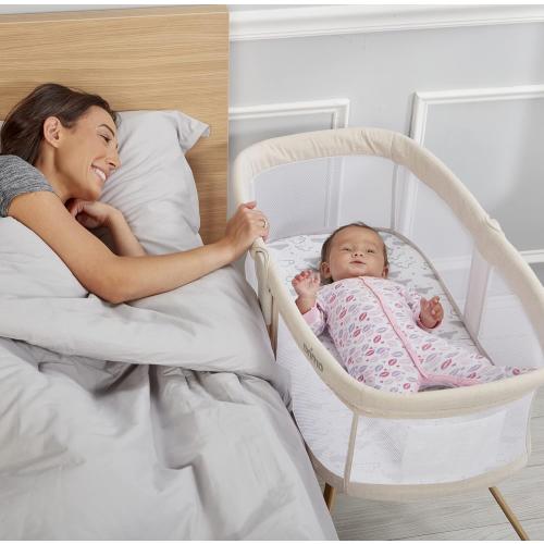 PRIMO Little Cloud Gliding Bassinet: Portable Folding Baby Bed with Removable Canopy, Travel Bag, and Mattress - Ideal Baby Bassinet, Lounger for Newborns, Bedside Sleeper, Perfect Travel Crib