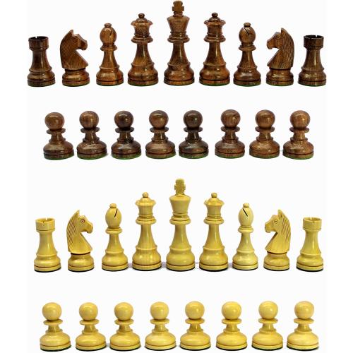 Size 3.75 StonKraft - Wooden Chess Pieces Pawn with Extra Queens Chessmen Figurine Pieces Coins (3.75 King Height)