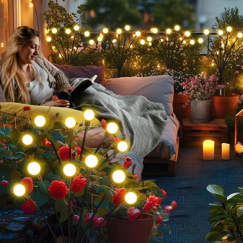 Solar Garden Lights Outdoor, 6 Pack Firefly Swaying Lights, Waterproof Garden Decor for Yard Patio Pathway Lawn, Gardening Gifts for Women Christmas Decoration