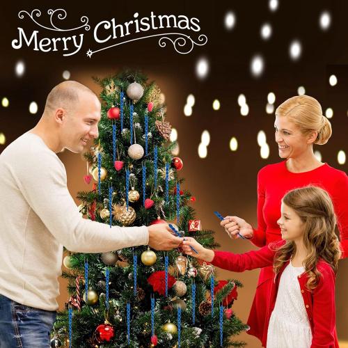 30 Pcs Christmas Plastic Icicle Twisted Plastic Icicle Ornaments Christmas Tree Hanging Decoration and Holiday Xmas Party Wedding Hanging(7.8 Inch,Blue)