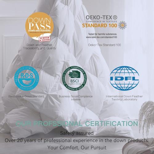 Alanzimo Pinch Pleat Goose Down Feather Fiber Comforter California King Size, Ultra Soft 100% Cotton Cover, All-Season Medium Warm Duvet Insert, Luxury Noiseless Down-Proof 750 Fill Power with 8 Tabs