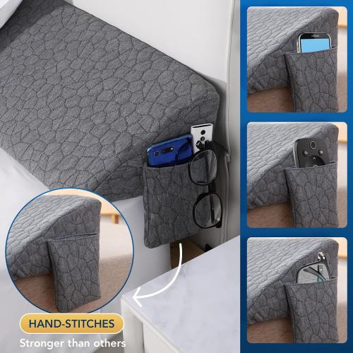 Grey Patent Bed Wedge Pillow Headboard Pillow Mattress Wedge Triangle Pillow Reading Pillow Long Bolster Pillow Bed Gap Filler Mattress Gap Filler Between Your Headboard