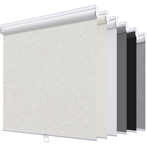 Sunoff Blackout Roller Shades Blinds Cordless for Windows Pull Down Room Darkening Door Blinds with Thermal Insulated Easy to Install for Living Room,Bedroom,Home,Office,Linen Beige 34.5 W x 72 H