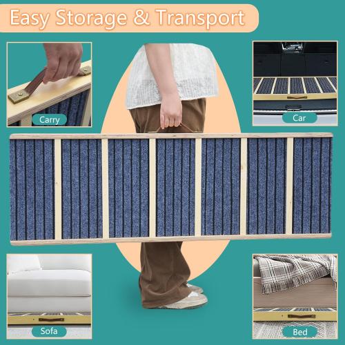 Dog Ramp for Bed, Upgraded 46.8 Long Portable Dog Ramp for Couch, Wood Folding Pet Ramp for All Breeds Large Old Dogs to Get on Bed, 5 Adjustable Heights 14.8 to 26.2 (Wood, Up to 150lbs)