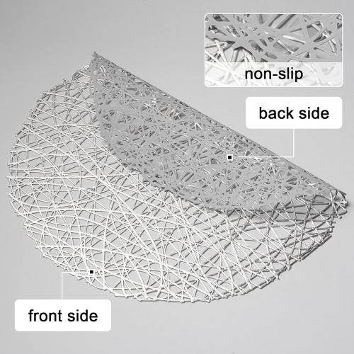 Round Placemat Hollow Anti-Slip Mat Table Coaster Insulation Decorative Western(Gray)