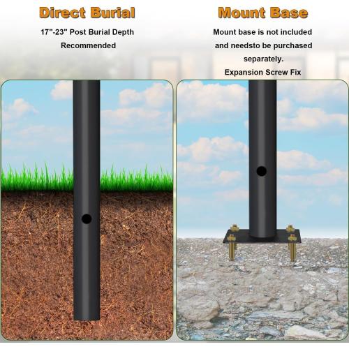 3 x 84 Black Outdoor Light Post - Multi-Use Pole for Light Fixtures, Mailboxes & Birdhouses. Ideal for Porch, Driveway, Garden, and Lawn.