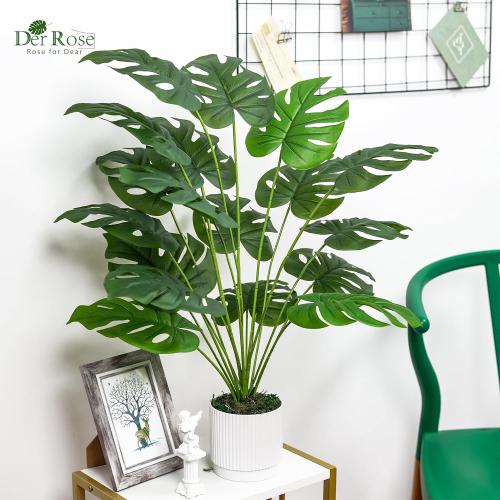 Der Rose 28 Fake Plants Large Artificial Monstera Faux Potted Plants Indoor Tall for Outdoor Living Room House Floor Front Porch Tree Decor