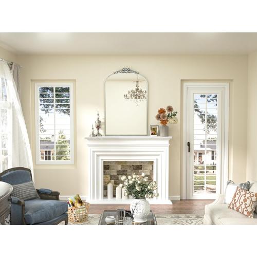 Keonjinn Vintage Mirror 24 x 36, Antique Mirrors for Wall Decor, Silver Arched Decorative Mirror for Mantle, Hallway, Living Room, Fireplace, Bedroom, Bathroom Mirror with French Cleat Mounting