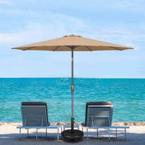 Size  9' Color tan Patio Umbrella Outdoor Table Market Yard Umbrella with Push Button Tilt/Crank