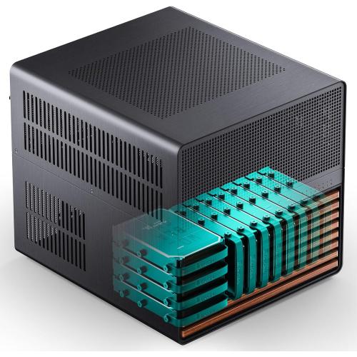 JONSBO N5 NAS Pc Case, E-ATX,12HDD 4SSD Drive Bay GPU HP Host, Supports Max. 4 GPU,E-A.TX(330mm) MB/ATX PSU Supports, with 3 Fans Built-in, 8 Slots PCI, Solid Wood Veneer Computer Case,Home Server