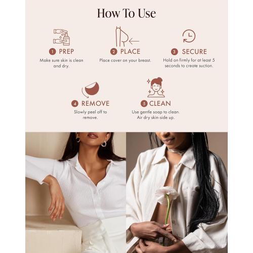 SizeD-H..color cream Reusable Silicone Nipple Covers - Waterproof, Nude, 4 Shades - Sticky Breast Stickers for Strapless Dress