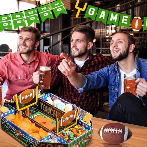 1 Pcs Football Party Supplies Kit Large Food Serving Tray Football Snack Plates Complete Tailgate Stadium Bowl Kit for Birthday Celebration Table Centerpiece Decorations Favor