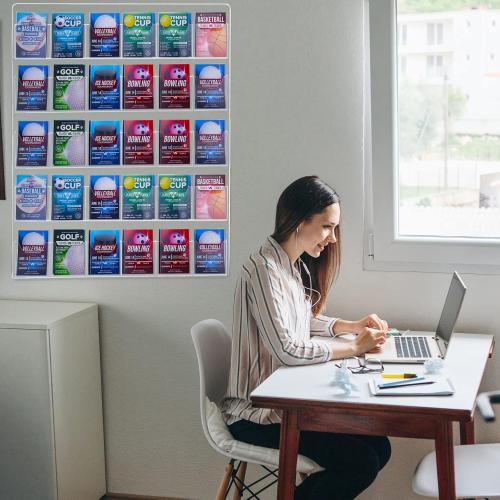 Acrylic Brochure Pamphlet Holder - Clear Display Stand with Multi Slot Rack, Wall Mount Pocket for Literature Menu Document Flyer Advertise Supplies (30 Pockets)