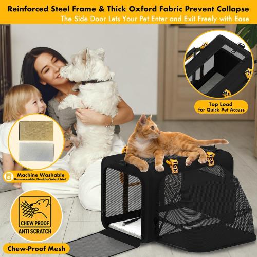 PAWZIDEA Double Pet Stroller with 2 Detachable Carriers, Portable Dog Crate for Car Travel & TSA-Approved Expandable Cat Carrier, Foldable Lightweight Jogger Stroller for 2–4 Cats or Small/Medium Dogs