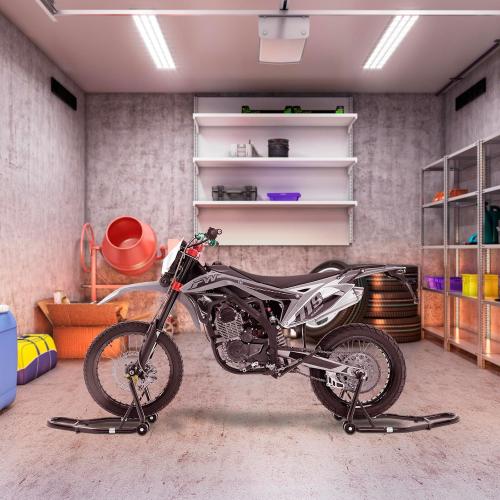 vevor Motorcycle Stand Lift 850lbs Front Rear Combo Stand Lift Stand Front Wheel Fork Stand Rear U L Fork Swingarm Spool Stand Compatible with Most Yamaha Honda Kawasaki Suzuki Motorcycles Black