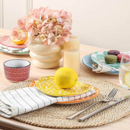 Selamica Small Dinner Plates, Oval Dessert Plates Ceramic, 6 Inch Small Plates for Appetizer, Cake, Snacks, Microwave Dishwasher Safe, Set of 6, Assorted Colors