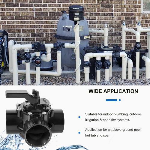 3-Port 2 Diverter Valve with PVC Pipe Compatible with Ground Pool, Tub & Spa System Replacement Part for 263028