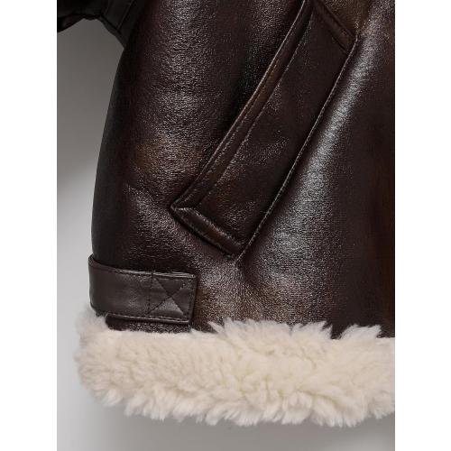 LY VAREY LIN Women Faux Leather Jacket with Faux Fur Lining Warm Winter Biker Coat Large