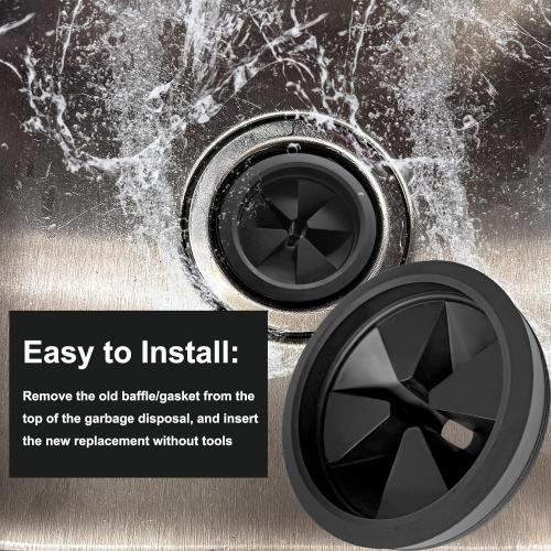 3 1/8 Inch Garbage Disposal Sink Baffle Splash Guard, Quiet Collar, Black Rubber, Perfect Fit for Insinkerator, Moen, Waste King, GE Disposer