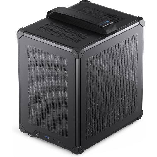 JONSBO C6 Handle Black Mini MATX Mesh Case,Simple Compact Desktop Micro ATX Chassis,Upper Cover/Side Panel Tool-Free Open pc case, ATX Power Bite (L185mm Max.),Support 75mm CPU Cooler,GPU200-255mm
