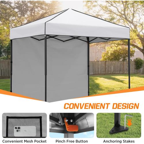 COOS BAY 6x4 Pop Up Canopy Tent with Removable Side Wall, Easy Setup Lightweight Portable Sun Shelter for Beach, Camping & Small Spaces, White
