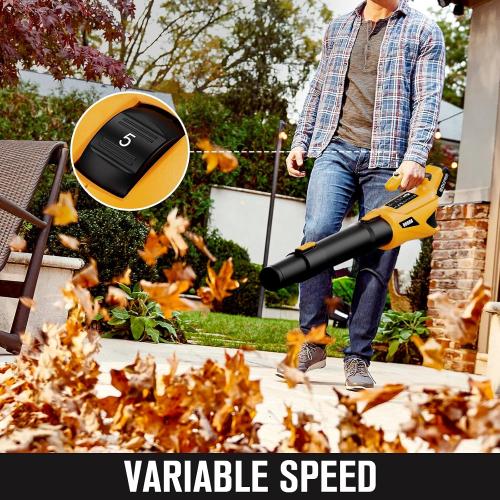 Cordless Leaf Blower 21V, 500CFM Powerful Electric Leaf Blower with 2 x 4.0Ah Batteries & Fast Charger, Variable-Speed, Lightweight Battery Powered Blowers for Lawn Care, Yard Clearance