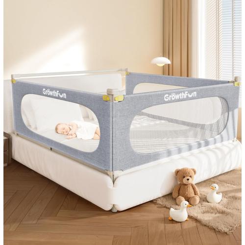 3-Piece Queen Size Bed Rail for Toddlers, Baby Bed Rail Guard with Height Adjustable Toddlers Bed Rail, Kids Safety Bed Rail for Queen Size Bed (78.7x78.7x58.6 - Grey)
