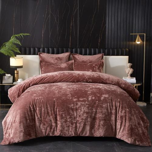 Ivellow Crushed Velvet Comforter Set Queen,Set, 5pcs Ultra SoftPink Luxury Cozy Flannel Queen Size (1 Comforter,2 Pillow Shams, 2 Euro Blush Pink