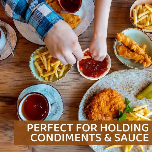 Disposable Sauce Cups 2.5oz,100 Count, Disposable Paper Condiment Cups with Lids, Ketchup Cups for Medication, Pills, Desserts, Samples and Sauce (White)