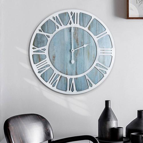 1st owned Wall Clocks for Living Room Decor, Vintage,Round Silent Non Ticking,Black Metal,Modern Wood Clocks for Home Bedroom,Kitchen,Garden,Office,Cafe,Modern Wall Decoration -Roman Numerals