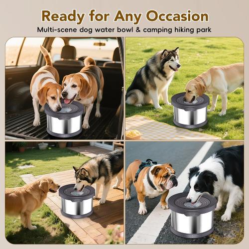 UPSKY 10L Dog Water Bowl No Spill Stainless Steel for Slow Drinking Grey