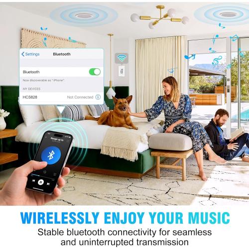 STUDIOFINIX 8-Inch Bluetooth Ceiling Speaker System with A 2-Channel Wall Amplifier,400W Max Power Output Pair - Perfect for Clear Sound in Living Room, Office, Kitchen, Basement & Covered Patio