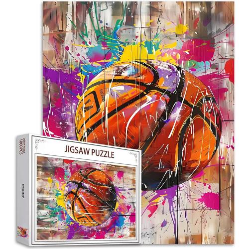1000 Piece Jigsaw Puzzles for Adults,Sports Graffiti Basketball Jigsaw Puzzles，Funny Ball Sports Graffiti Street Banksy Puzzle，Challenging Family Activity Perfect for Game Nights，Puzzle Wall Art Decor