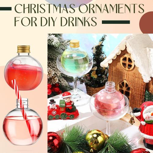 Jinei 30 Packs 8 oz Spherical Plastic Potion Bottles Ball Shape Sand Bottles Clear Plastic Cocktail Ornament Balls with Funnels for DIY Wedding Party Gift Crafts Decoration(Lid,Gold)