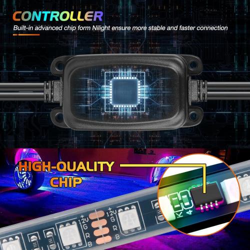 Nilight 4PCS 17.5inch Double Row LED Wheel Ring Lights RGB with APP and Remote Control Neon Light w/Turn Signal and Braking Function Dual Row for Car Van SUV Truck