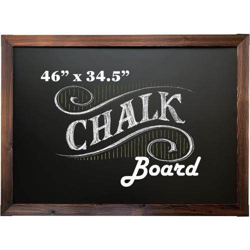 Loddie Doddie Magnetic Chalkboard - 46 x 34.5 with Rustic Frame - Easy-to-Erase Large Magnetic Board for Kitchen & Wall Decor - Hanging Black Chalkboard
