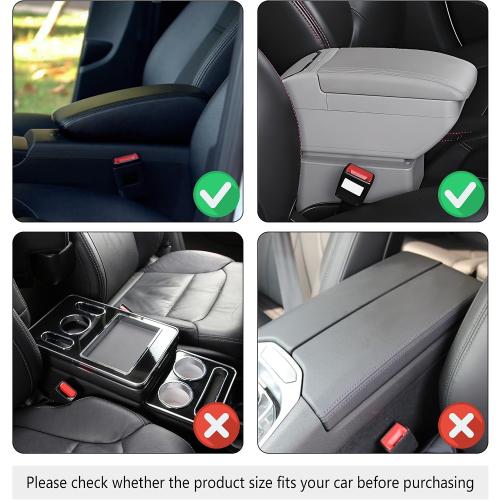 Stacool Upgraded Car Center Console Cover,Microfiber Leather Car Armrest Cover Cushion with 2 Storage Bags,Universal Car Armrest Storage Box (Gray)