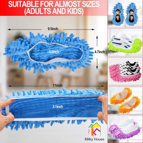Set of 10 Pieces Microfiber Mop Slippers Shoes Cover Soft Washable Reusable Floor Polishing Dust Dirt Hair Men Women Sweeper Cleaning Mop Tool for House Office Bathroom Kitchen, Multicolored 5 Pairs
