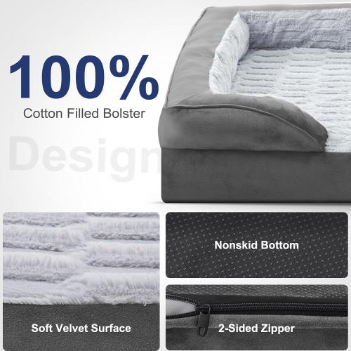 Little clean FURTIME Orthopedic Dog Beds Large Sized Dog, XL Washable Dog Sofa Bed for Large Dogs, Comfy Supportive Egg-Crate Foam Pet Couch Bed with Removable Cover, Waterproof Lining and Nonskid Bottom
