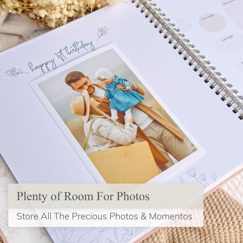 Baby Book Keepsake Boy or Girl Timeless Baby Memory Book First 5 Years for Baby Shower Gender Neutral Baby Scrapbook New Mom Gift Baby Journal from Birth to Age 5 Milestone Book Blush Pink