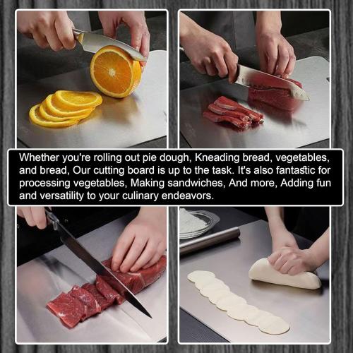 Titanium Cutting Board, 2025 Upgrade 100% Pure Titanium Cutting Boards for Kitchen,Latest Thickened Version Thickness 0.06IN, Double-Sided Available Belt Guard Angle (18.1IN X 11.8IN)