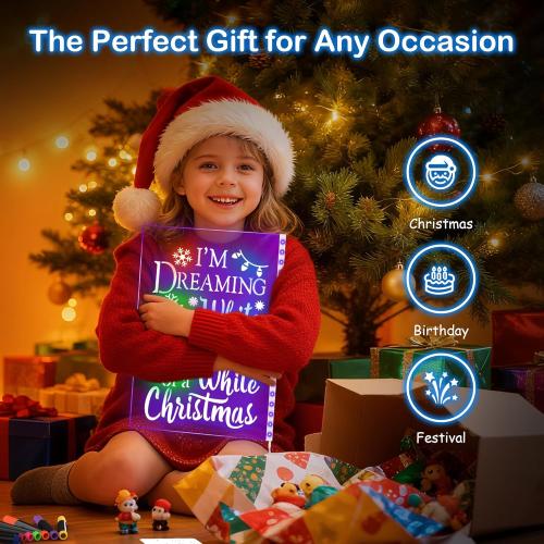 LED Drawing Board, Class Valentines Day Gifts for Kids Toys, 17 Light Up Acrylic Dry Erase Led Note Board with Colors, Doodle Glow Board, Magic Drawing Tablet as Birthday Gifts for Girls Boys