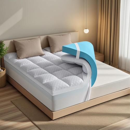Dual Layer Memory Foam Mattress Topper for Pain Relief with 2X Support, 2 Fluffy Pillow Top King Mattress Topper Plus 2 Odor-Free Cooling Gel Memory Foam Ultra Comfort Mattress Pad Cover