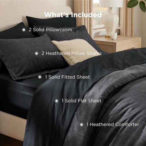 Bedsure King ? Comforter Set Gray ?- Bed in a Bag Queen Size Bedding, Cationic Dyed Bed Set Gift for Family, Black Soft Bedding for All Seasons Comforter with Sheets, Pillowcases